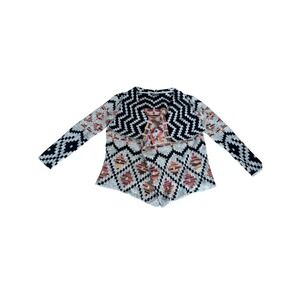 VTG JOHN FASHION Geometric Aztec Southwestern Cardigan Sweater Women's L Boho